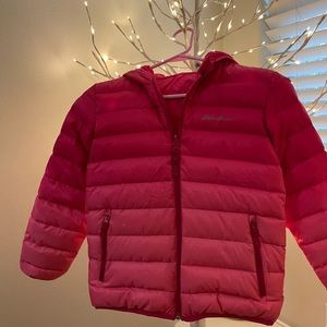 Eddie Bauer, pink puffer jacket, size 7/8